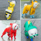 Adorable Bear-Themed Full Body Dog Raincoat with Reflective Safety Features