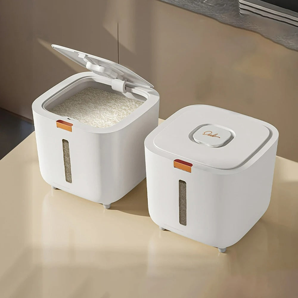 VoorraadKlik – Airtight dispenser box with measuring cup for rice and grains (5 or 10 kg)
