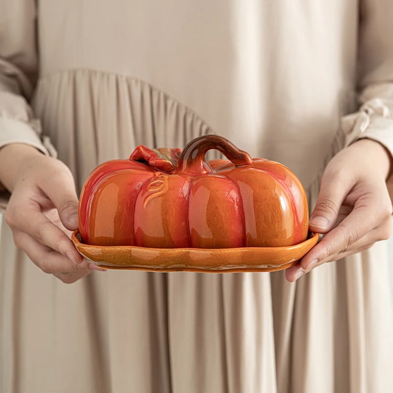 Pumpkin-Shaped Ceramic Plate | Rustic Fall Tableware | Durable & Dishwasher Safe | PumpkinWare