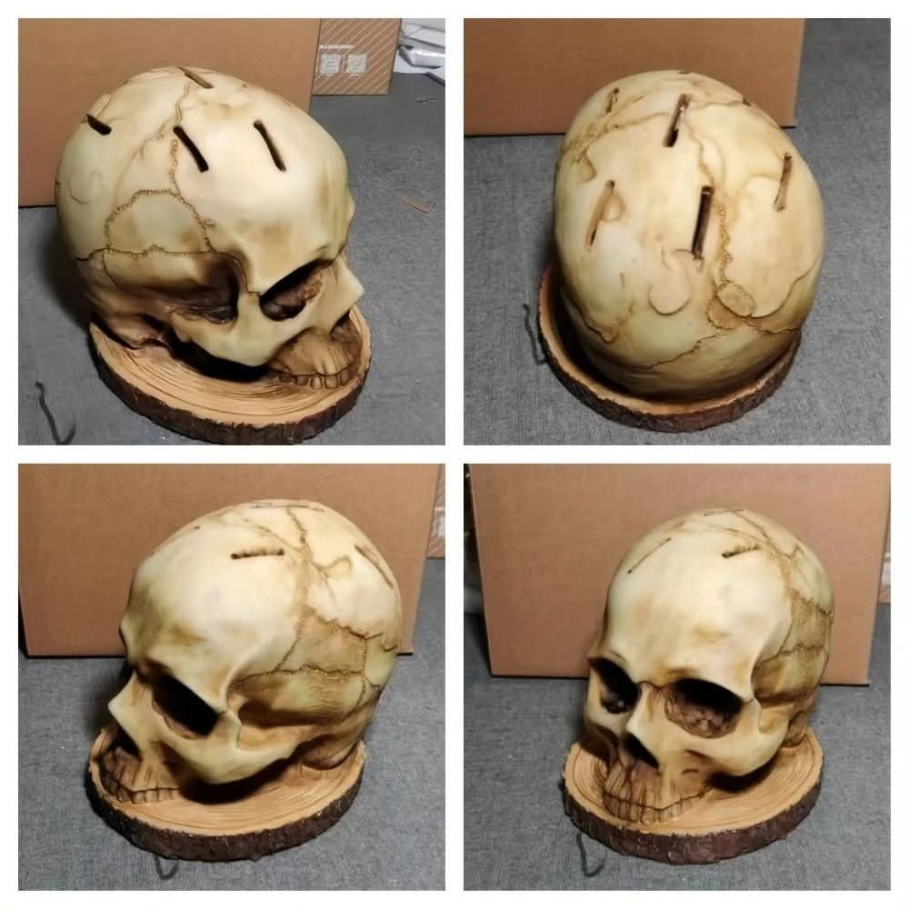 Handmade knife holder with skull design for up to 7 knives