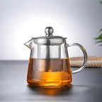 Teekanne Claritéa | Borosilicate glass | With stainless steel filter & wooden lid | Heat resistant & dishwasher safe
