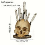 Handmade knife holder with skull design for up to 7 knives