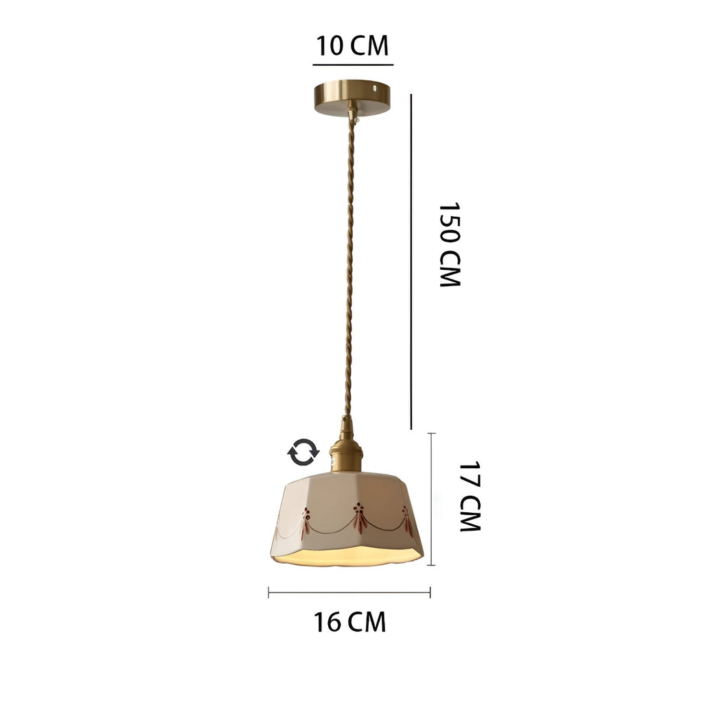 Elegant pendant lamp with classic ceramic pattern