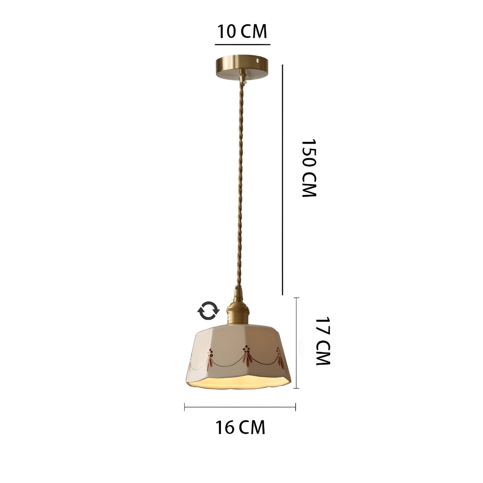 Elegant pendant lamp with classic ceramic pattern