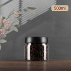 Glass coffee bean storage container with aroma protection lid for long-lasting freshness