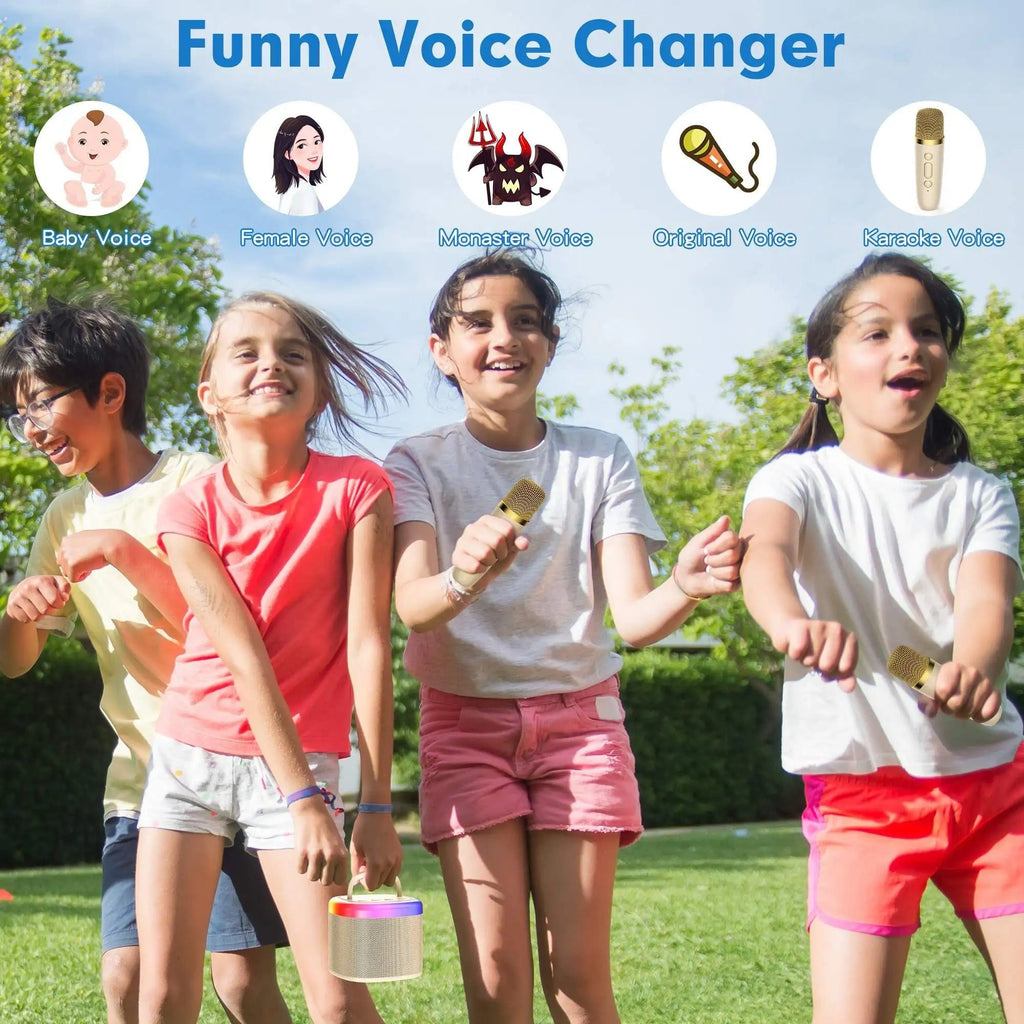 Mini Karaoke Machine with Wireless Microphones – Portable Bluetooth Speaker for Kids