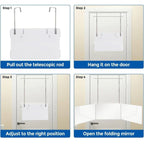 Foldable 3-way mirror with hook for make-up, hair styling & shaving