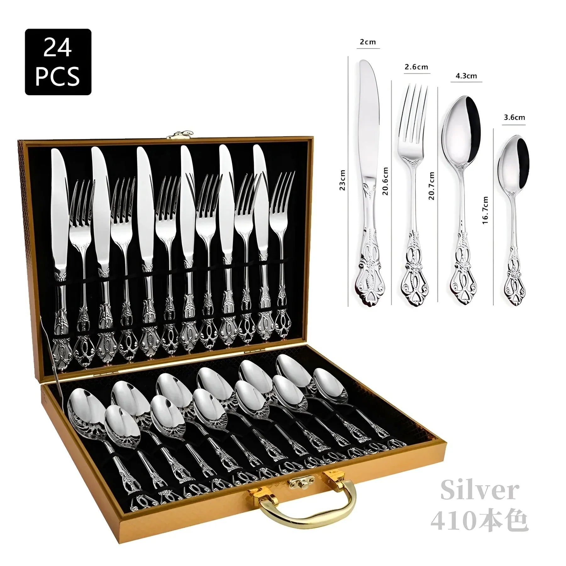 Luxurious 24-piece Gold Cutlery Set with Elegant Embellishment