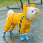 Adorable Bear-Themed Full Body Dog Raincoat with Reflective Safety Features