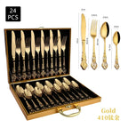 Luxurious 24-piece Gold Cutlery Set with Elegant Embellishment