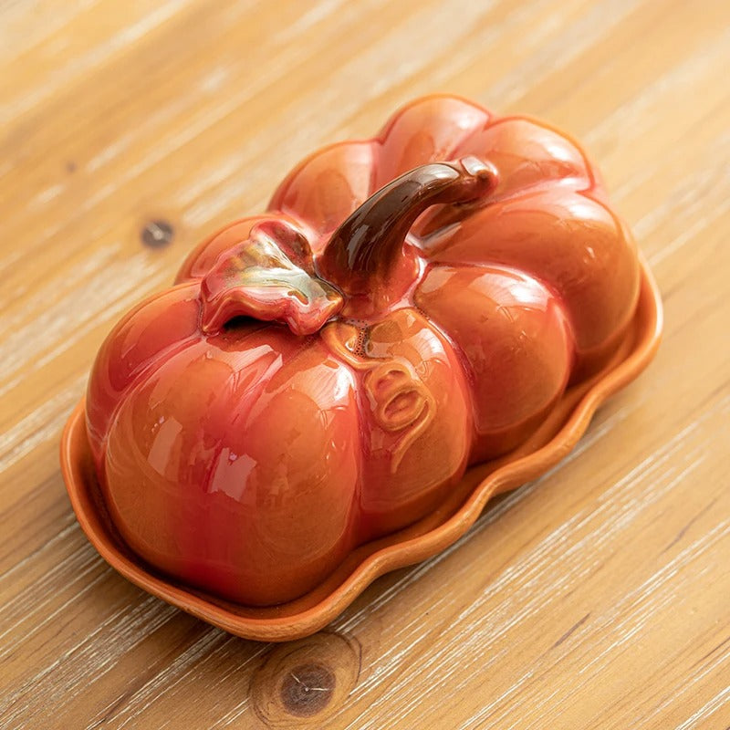 Pumpkin-Shaped Ceramic Plate | Rustic Fall Tableware | Durable & Dishwasher Safe | PumpkinWare