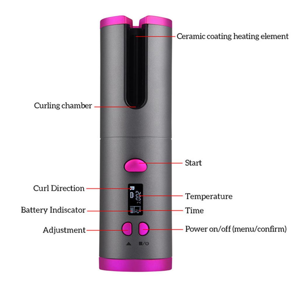 Wireless Tourmaline Ceramic Cone Automatic Hair Curler