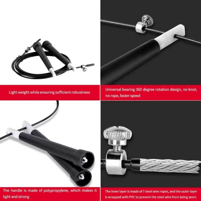 Professional skipping rope with adjustable length & ergonomic handles