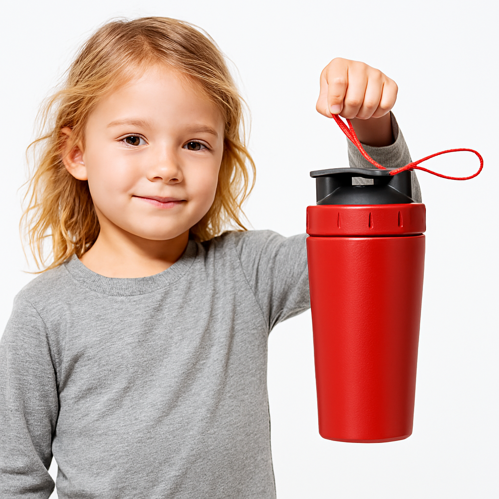 Stainless Steel 24oz Sports Shaker Bottle with Measurement Scale for Gym and Outdoor Fitness