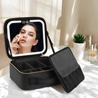 Travel Makeup Bag with LED Mirror and Spacious Storage