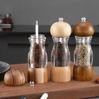 Spice Salt & Pepper Mill Set | Ceramic Grinder | 16.5 cm Height | Natural Wood Design