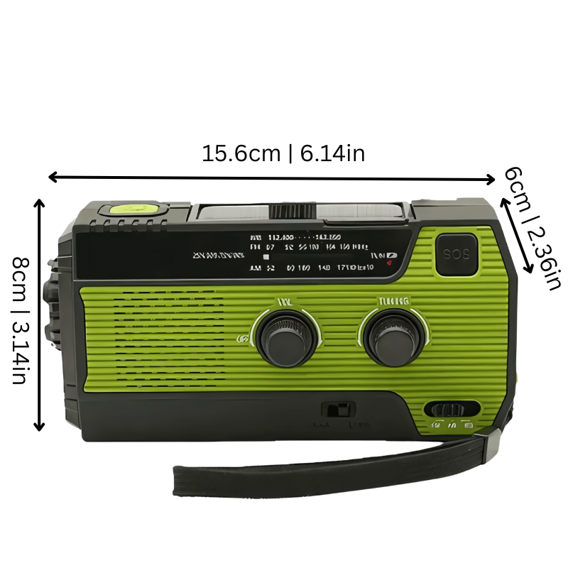 All-In-One Emergency Radio | 4000mAh Battery, Solar & Hand Crank Charging for Outdoor Adventures and Emergency Preparedness