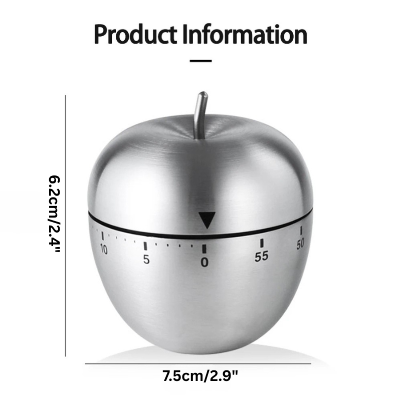 Mechanical Kitchen Timer Wind-Up Stainless Steel Cute Countdown Clock