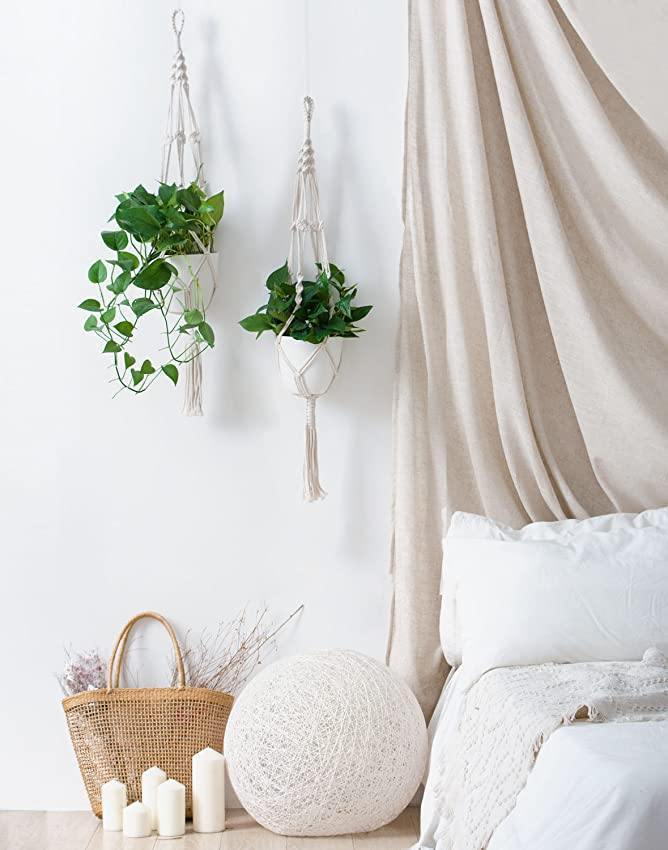 4-piece handmade Boho macrame plant hanger set