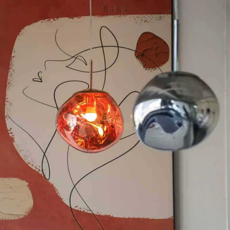 Artistic Hanging Lamp of Melted Glass Modern and Elegant Lighting for Interior
