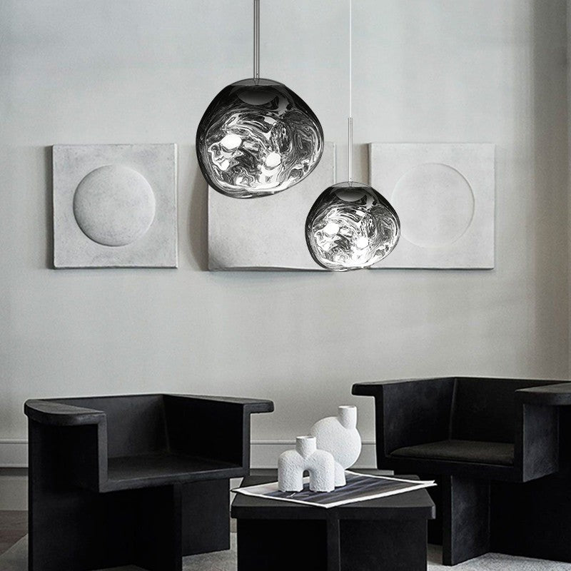 Artistic Hanging Lamp of Melted Glass Modern and Elegant Lighting for Interior