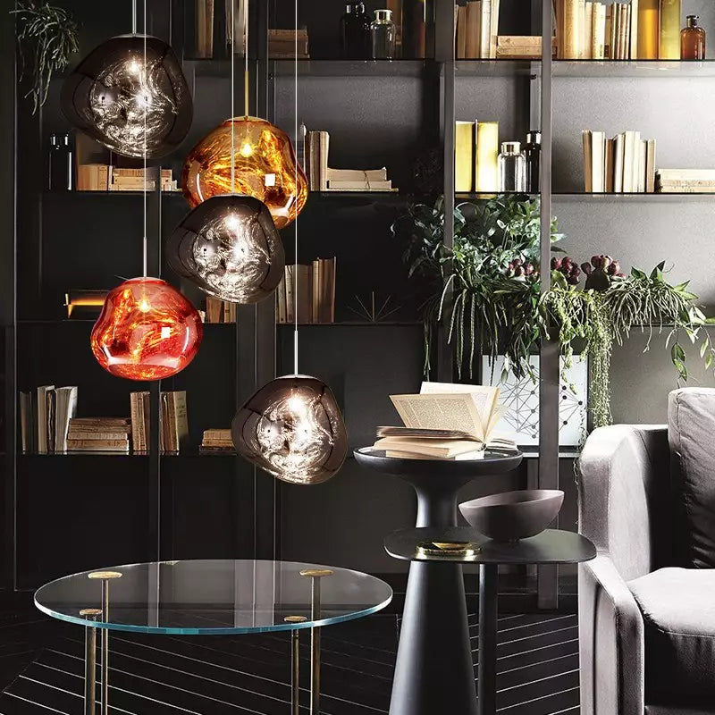 Melt Pendant Light Fixture - Modern Glass Hanging Lamp for Kitchen Island & Dining Room
