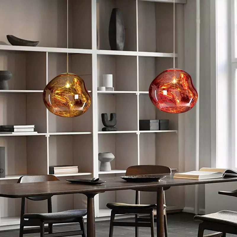 Artistic Hanging Lamp of Melted Glass Modern and Elegant Lighting for Interior