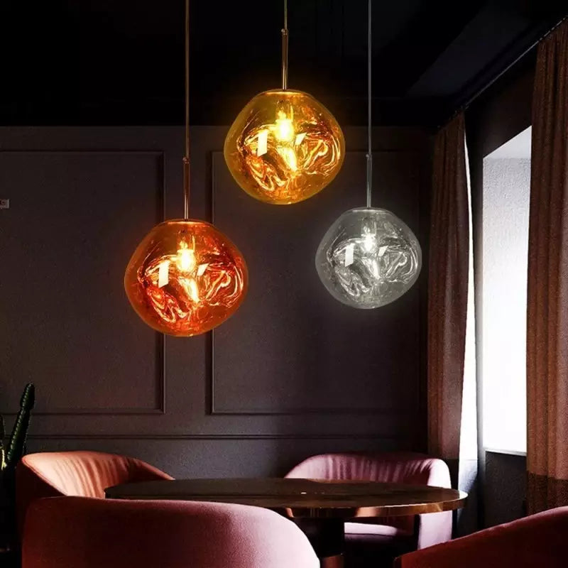 Artistic Hanging Lamp of Melted Glass Modern and Elegant Lighting for Interior