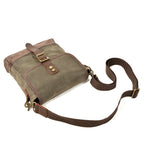 HorizonPath - Compact Vintage Shoulder Bag - High-Quality Waxed Cotton and Full-Grain Leather