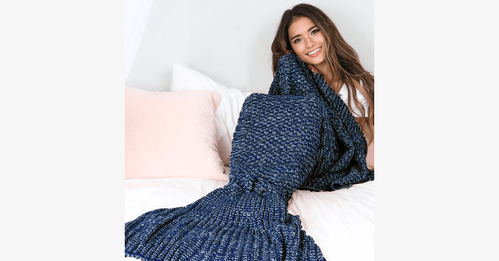 Cozy Cotton Knit Mermaid Tail Blanket