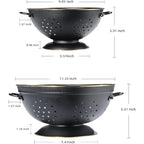 Metal Colander Strainer Baskets with Handles and Solid Base Set of 2