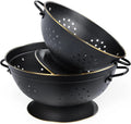 Metal Colander Strainer Baskets with Handles and Solid Base Set of 2