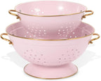 Metal Colander Strainer Baskets with Handles and Solid Base Set of 2
