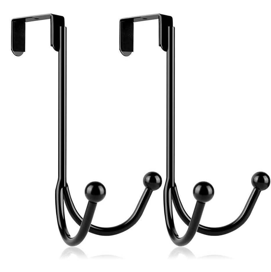 Metal double storage hooks for hanging on doors