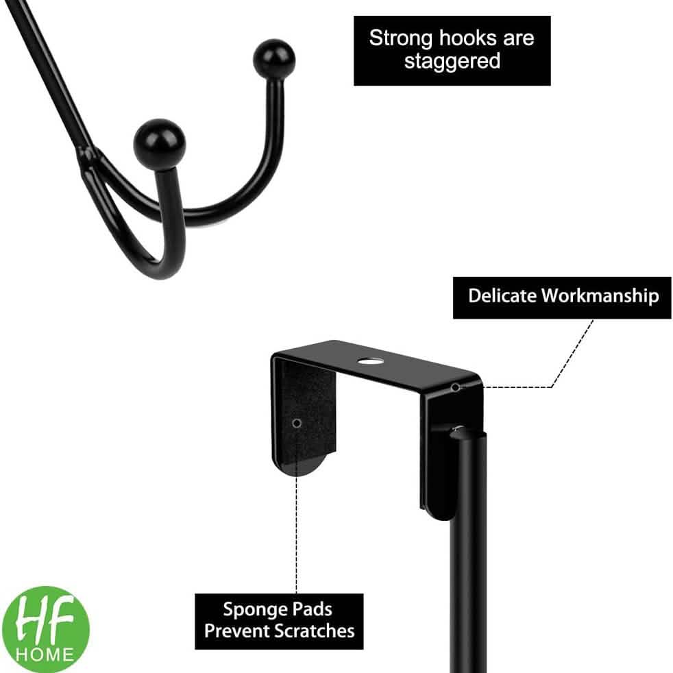 Metal double storage hooks for hanging on doors