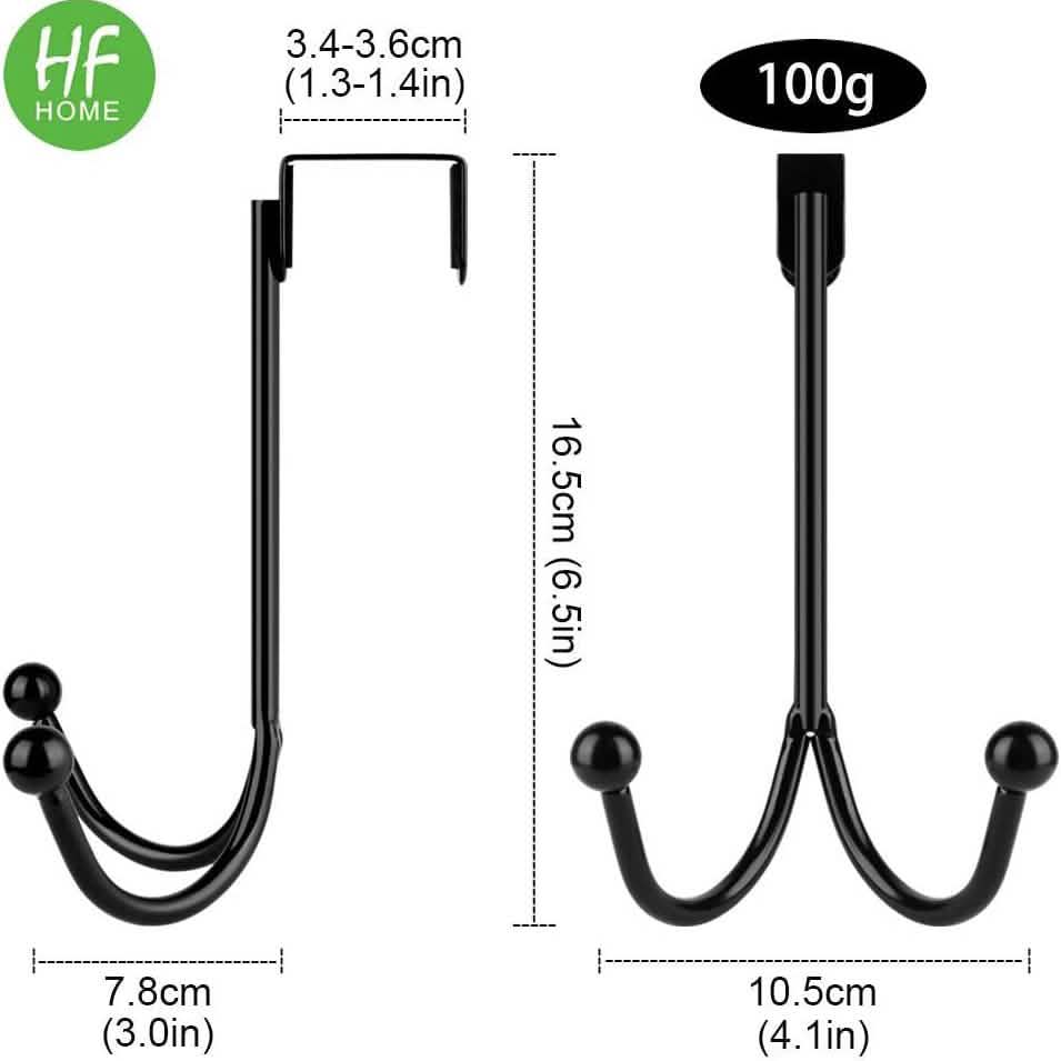 Metal double storage hooks for hanging on doors