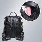 Theft-resistant leather backpack