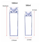 Milk Carton Water Bottle Plastic Square Transparent Drink Storage