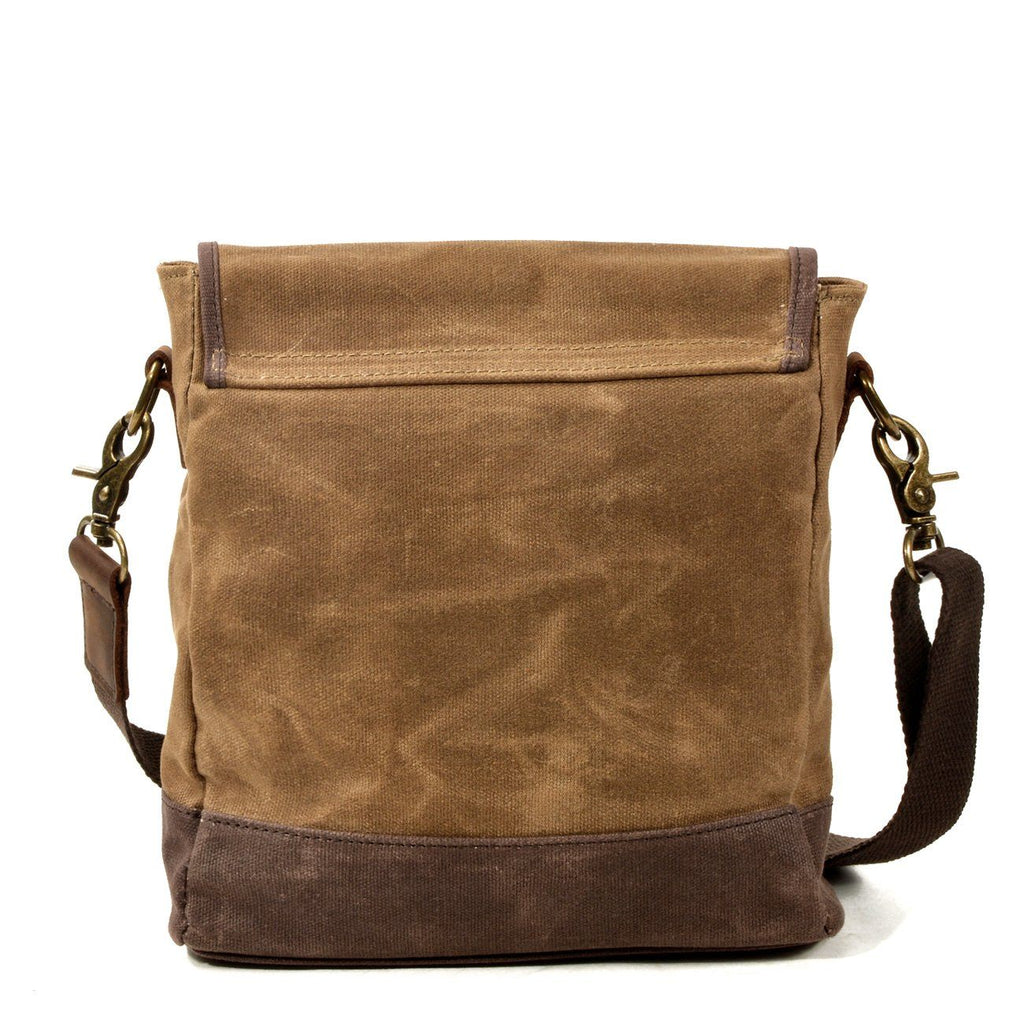 HorizonPath - Compact Vintage Shoulder Bag - High-Quality Waxed Cotton and Full-Grain Leather
