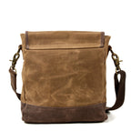 HorizonPath - Compact Vintage Shoulder Bag - High-Quality Waxed Cotton and Full-Grain Leather