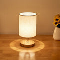 Table Lamp with Fabric Shade and Wooden Base