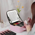 MirrorGlam LED Make-up Bag – Portable Cosmetic Case with Adjustable Light & Organizer Loops