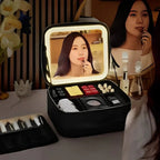 MirrorGlam LED Make-up Bag – Portable Cosmetic Case with Adjustable Light & Organizer Loops