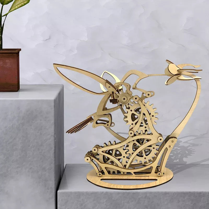 3D Wood Mechanical Hummingbird and Wood Mechanical Turtle