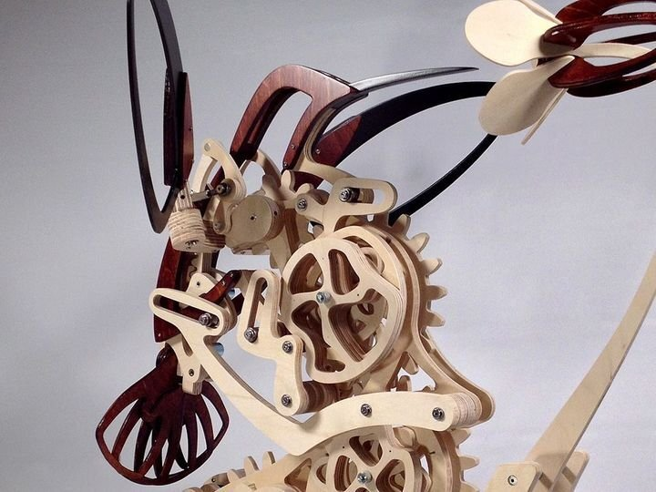 3D Wood Mechanical Hummingbird and Wood Mechanical Turtle