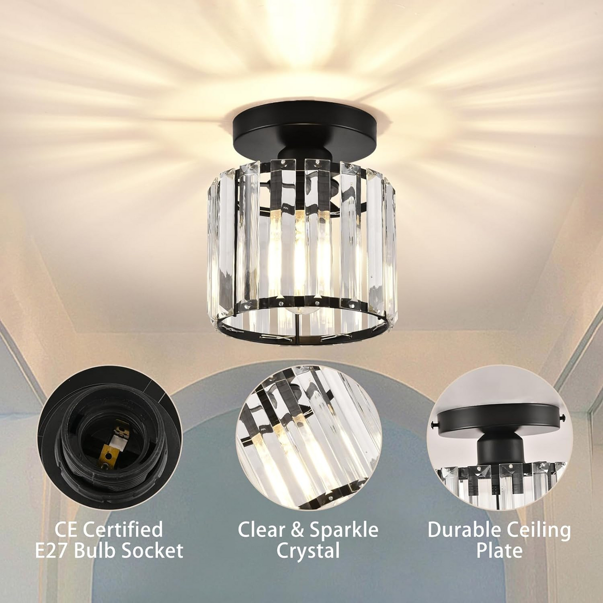 Modern Crystal Ceiling Lamp - CrystalGlow