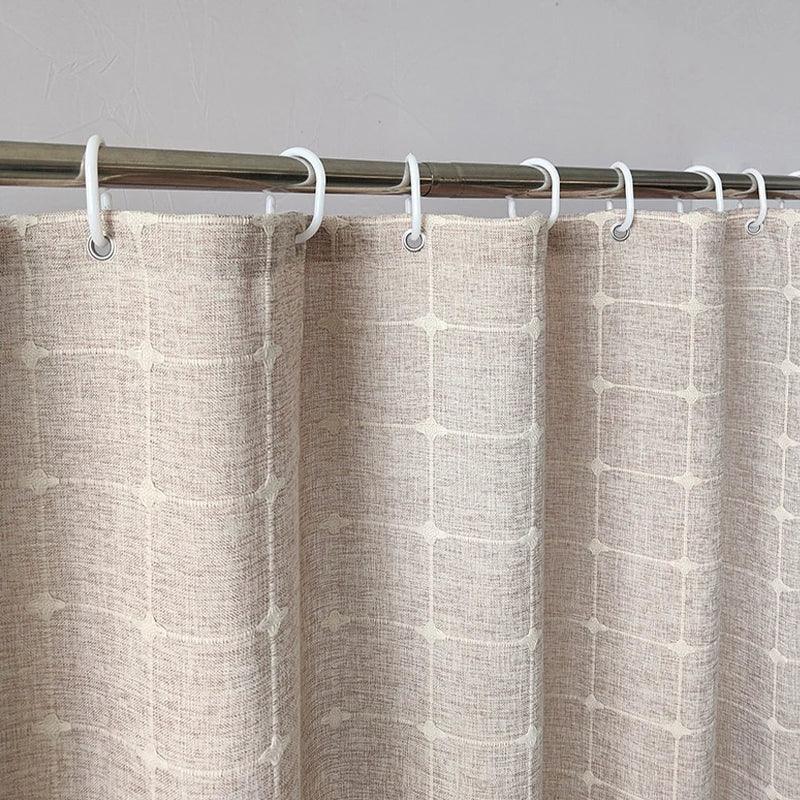 Modern Jacquard Linen Shower Curtain with Tassels (1 pcs) │ For Nordic Bathroom Decoration