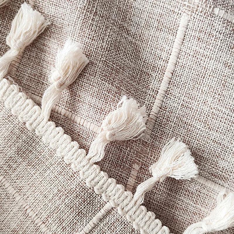 Modern Jacquard Linen Shower Curtain with Tassels (1 pcs) │ For Nordic Bathroom Decoration