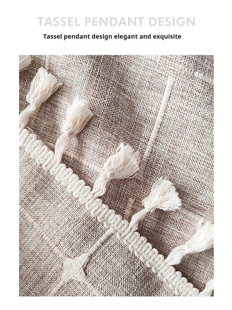 Modern Jacquard Linen Shower Curtain with Tassels (1 pcs) │ For Nordic Bathroom Decoration
