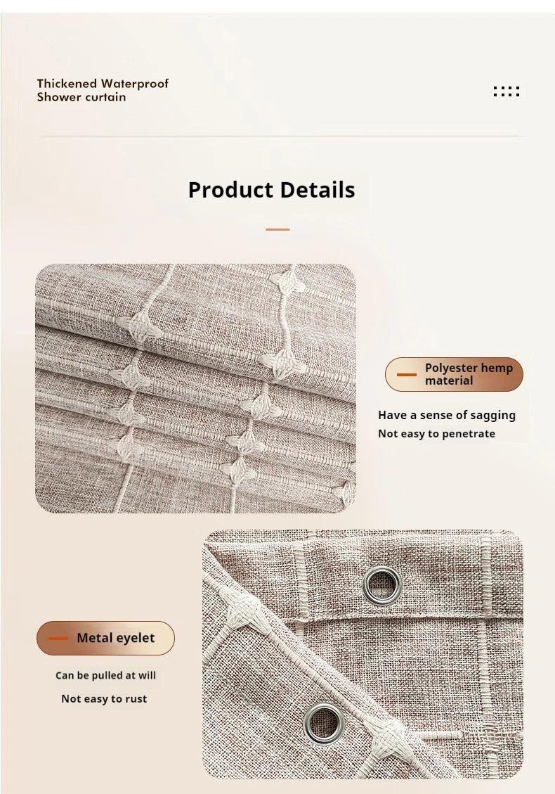 Modern Jacquard Linen Shower Curtain with Tassels (1 pcs) │ For Nordic Bathroom Decoration